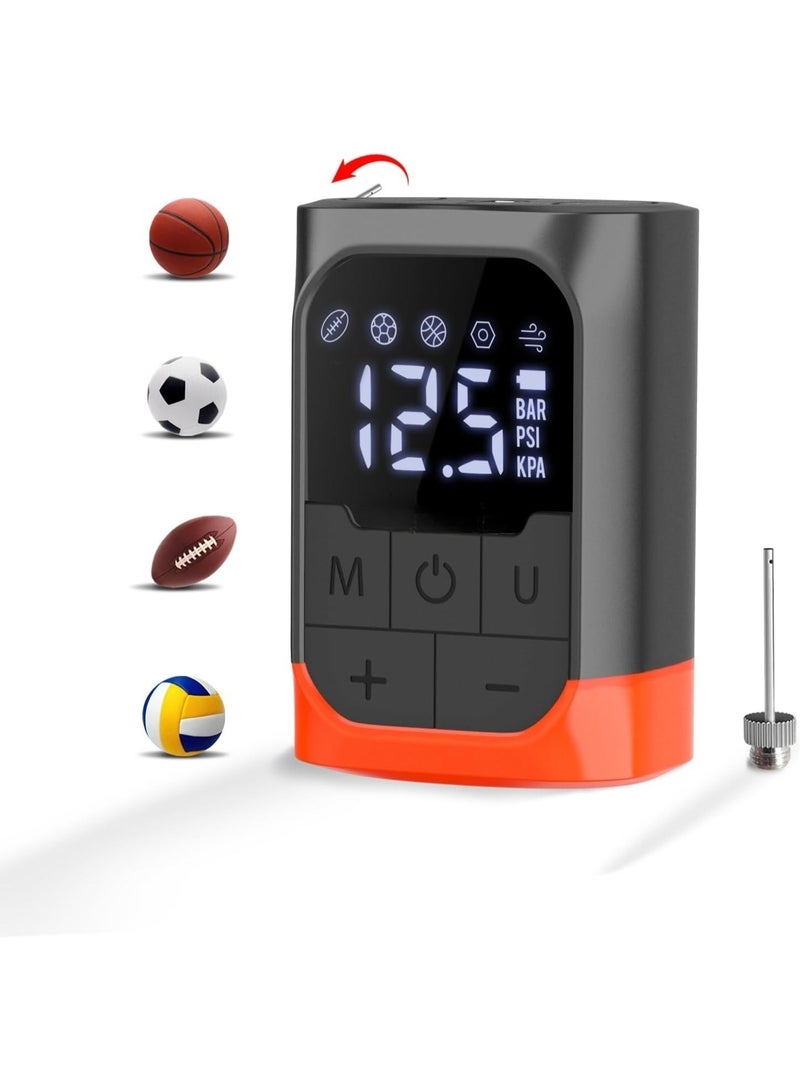 LBMT مضخة نفخ وتفريغ كهربائية محمولة مع إبرة قابلة للطي،مضخة هواء كروية رياضية تعمل بالبطارية قابلة لإعادة الشحن مع مقياس ضغط لكرة القدم وكرة السلة والرجبي - Image 1
