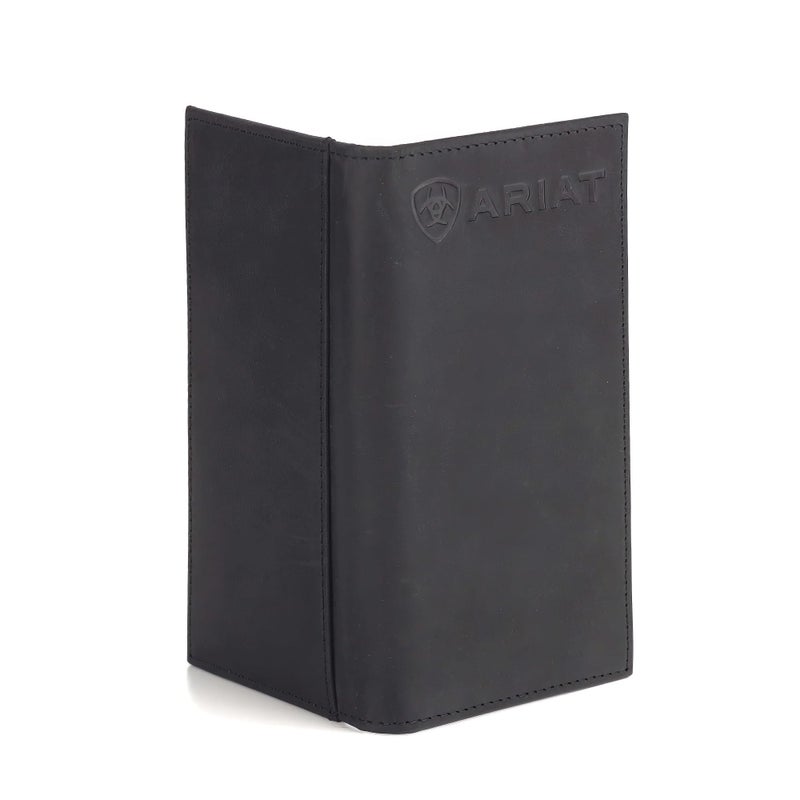 ARIAT Men's Black Leather Bifold Wallet with Embossed Logo - Image 2