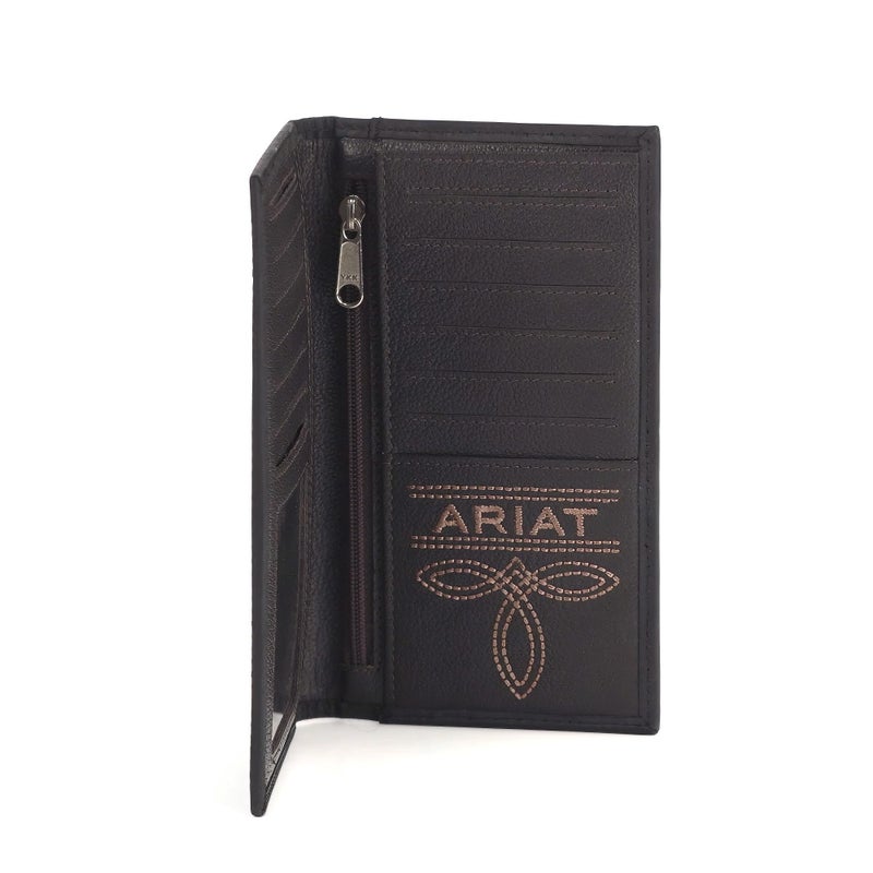 ARIAT Men's Black Leather Bifold Wallet with Embossed Logo - Image 5