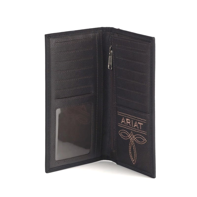ARIAT Men's Black Leather Bifold Wallet with Embossed Logo - Image 4