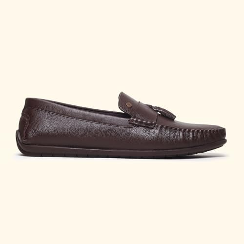 YOHO Lofos Men 003 | Leather Slip-On Loafers | Stylish, Flexible Shoes with Footpharma Footbed | Comfortable Party, Office & Casual Footwear | Brown - UK 9 - Image 3