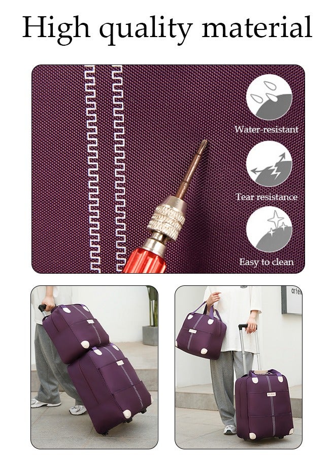 DUNISO Expandable Lightweight Pull Rod Bag Carry-On Luggage Men's and Women's Carrying Canvas Duffel Bag, 2 Piece Set(Tote and Trolley Suitcase) - Image 5