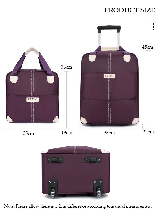 DUNISO Expandable Lightweight Pull Rod Bag Carry-On Luggage Men's and Women's Carrying Canvas Duffel Bag, 2 Piece Set(Tote and Trolley Suitcase) - Image 2