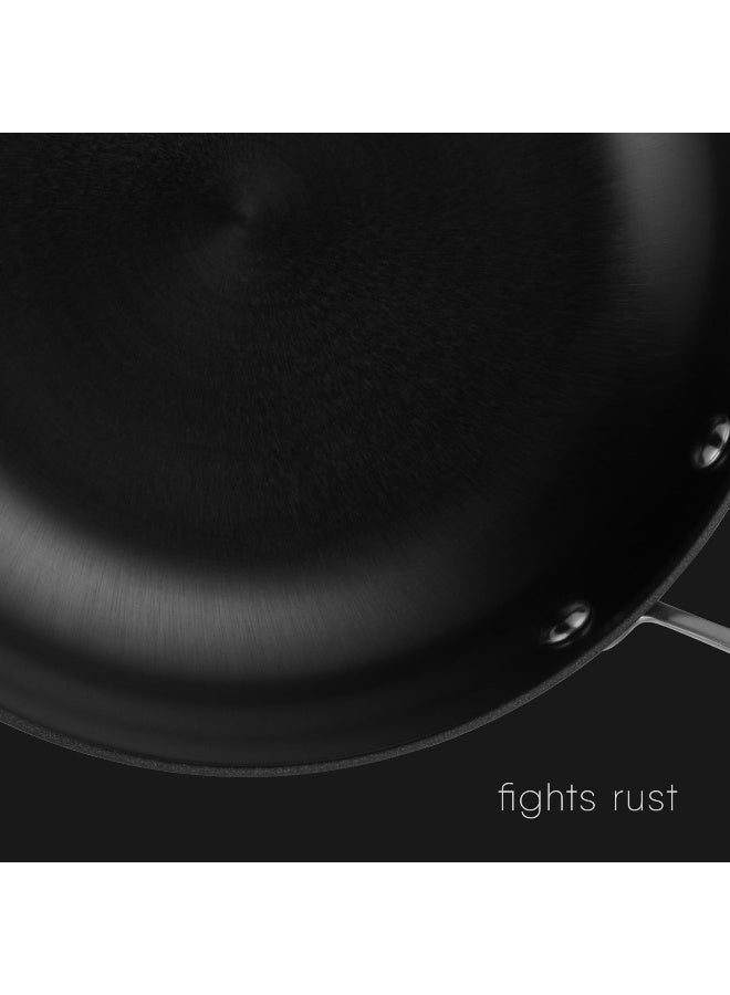 Stahl مقلاة ستال من الحديد الزهر بلاك سميث بلس، قاعدة غاز وتحريض، 7424، 1.4 لتر، 24 سم (تكفي لشخصين) - Image 4