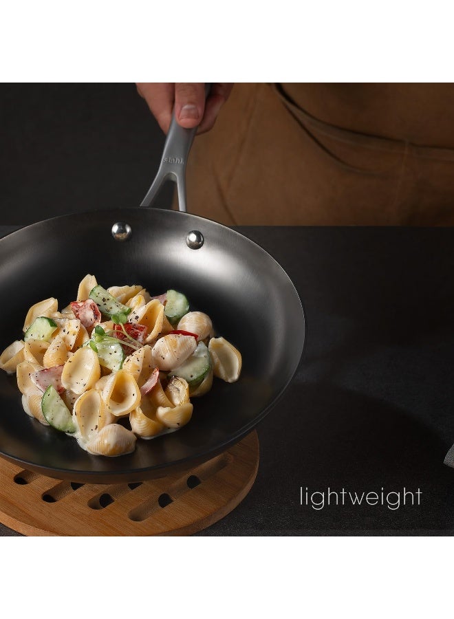 Stahl مقلاة ستال من الحديد الزهر بلاك سميث بلس، قاعدة غاز وتحريض، 7424، 1.4 لتر، 24 سم (تكفي لشخصين) - Image 5