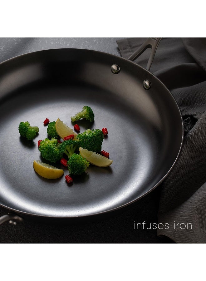 Stahl مقلاة ستال من الحديد الزهر بلاك سميث بلس، قاعدة غاز وتحريض، 7424، 1.4 لتر، 24 سم (تكفي لشخصين) - Image 2