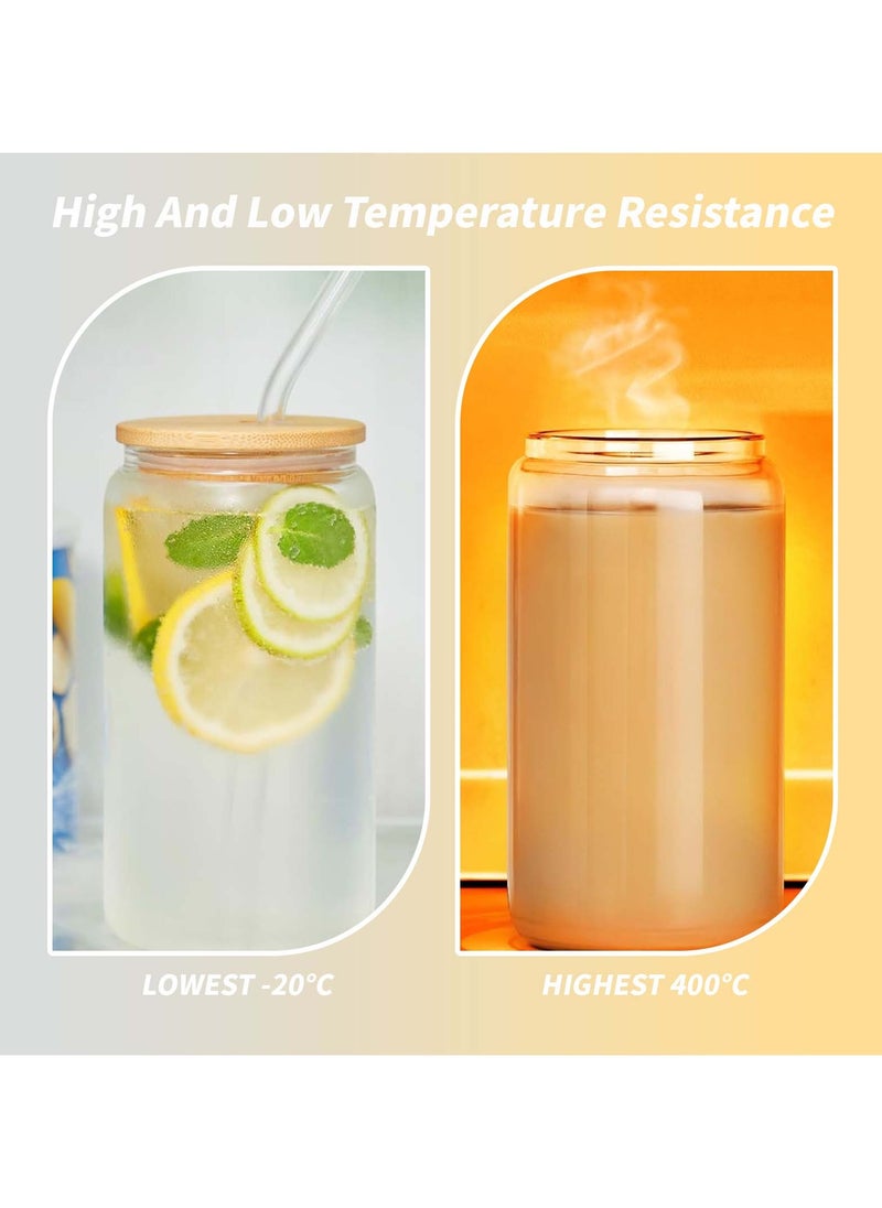 Generic Drinking Glasses with Bamboo Lids and Glass Straw - 16oz Glass Cups, Iced Coffee Glasses, Cute iced Tea Glasses,  Ideal for Coffee Bar Accessories, Aesthetic Gift  - Image 4