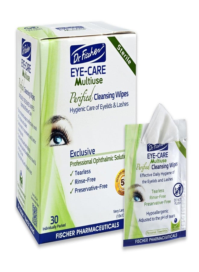 Dr. Fischer Eyelid Wipes - Purified, Non-Irritating, Pre-moistened Eye Wipes for Cleansing Sensitive Skin. Hypoallergenic Make-up Remover (30) - Image 1