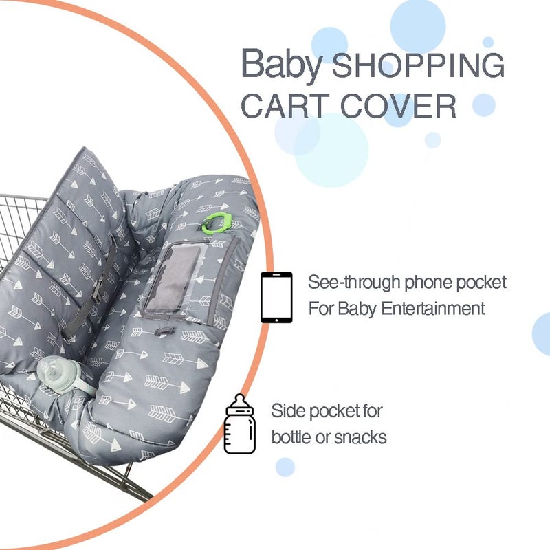 RHYDEER Shopping cart Cover for Baby high Chair Cover, roll in and go, Universal fit, Grey Arrow - Image 2