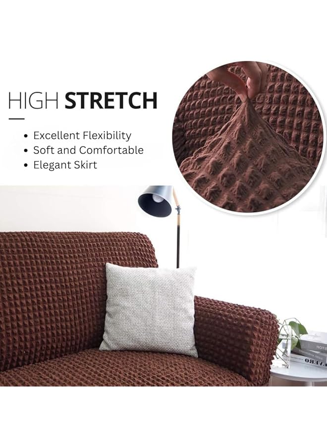 إيروريكس غطاء أريكة من قطعة واحدة سهل التركيب مع تنورة، متين وقابل للغسل، مرن للغاية، واقي أثاث عالمي، بني، مقعد واحد، 23 - Image 4