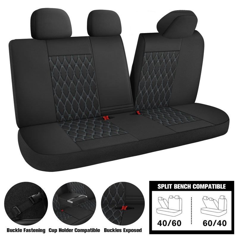 Caromop Faux Leather Car Seat Covers Full Set Luxury And Comfortable Covers For Cars Split Bench Compatible Car Interior Covers Universal Fit For Suvs Vans Trucks Airbag Compatible(5-Seat Black/Grey) - Image 4