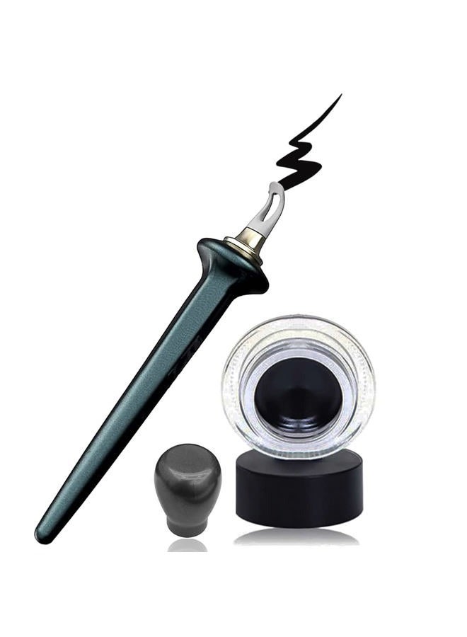 Aaiffey Eyeliner Applicator Kit With Cream Gel, Reusable Silicone Tool, Waterproof Easy No-Skip Black (Tool + Cream) - Image 1