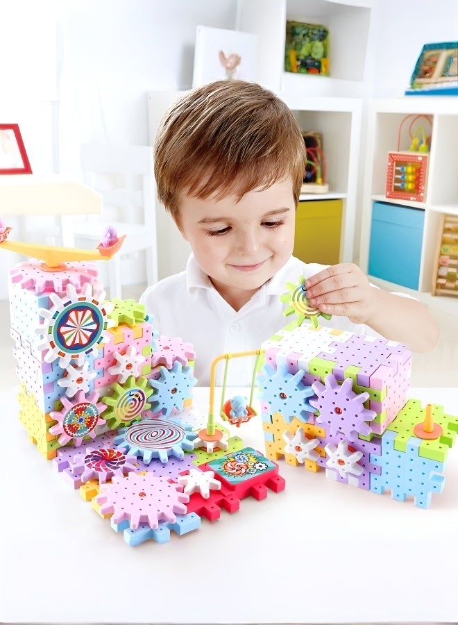 Variety of electric building blocks park gear rotating toy puzzle large particle puzzle set boys and girls 3-6 years old assembly  - Image 1