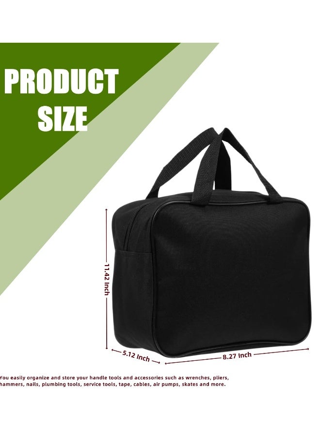 Wide Mouth Tool Bag, Heavy Duty Oxford Car Air Pump Tool Bag, Large Capacity Electrician Tool Bag, Portable Tool Organizer Tote Bag For Storage Wrenches Pliers Nails, Black, 2 Pcs  - Image 3