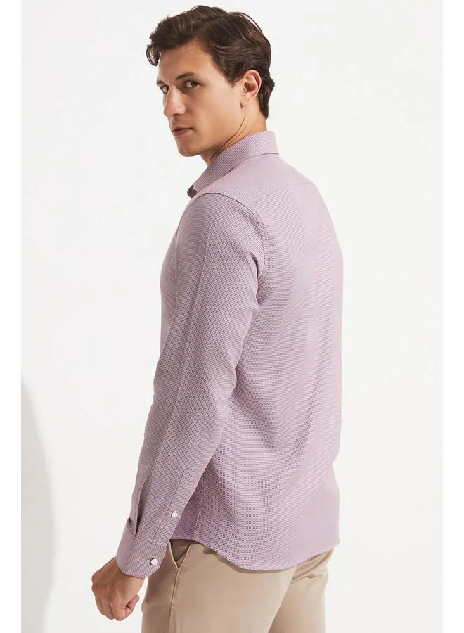 JUNE June Exclusive Men Slim Fit Long Sleeve Shirt Salmon - Navy