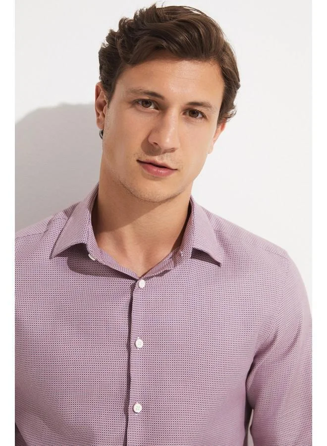 JUNE June Exclusive Men Slim Fit Long Sleeve Shirt Salmon - Navy