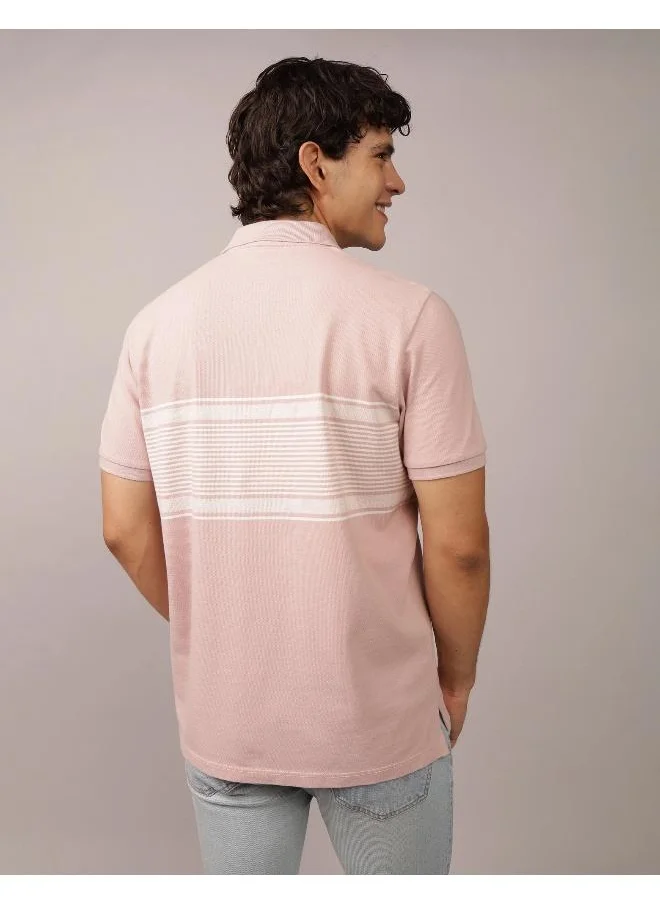 American Eagle AE Logo Striped Polo Shirt