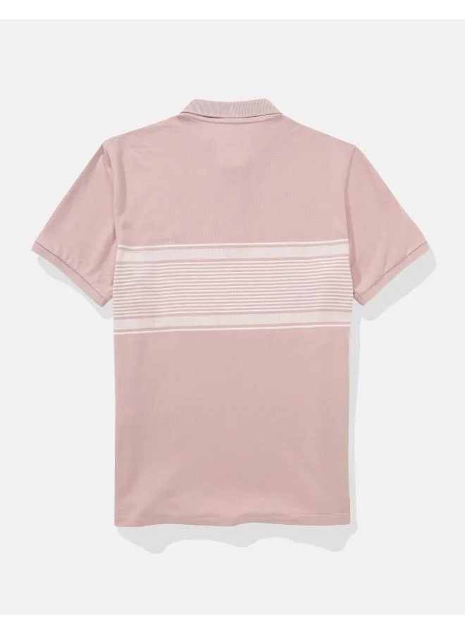 American Eagle AE Logo Striped Polo Shirt