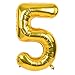 TONIFUL 40 Inch Gold Large Numbers 09Number 5 Digital Helium BalloonsFoil Mylar Big Number Balloons for 2026 Graduation New Year Eve Birthday Party Supplies Decorations - Image 3