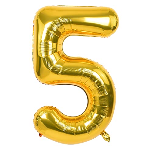 TONIFUL 40 Inch Gold Large Numbers 09Number 5 Digital Helium BalloonsFoil Mylar Big Number Balloons for 2026 Graduation New Year Eve Birthday Party Supplies Decorations - Image 1