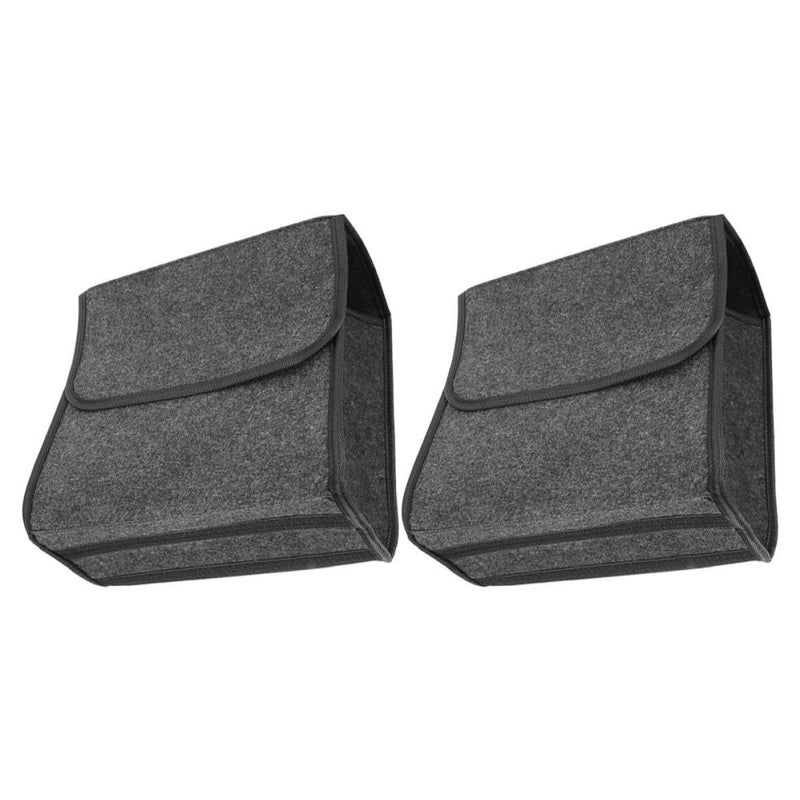 2pcs Foldable Car Trunk Organizer Deep Gray Felt Storage Box for SUV and Sedan Cargo Management - Image 2