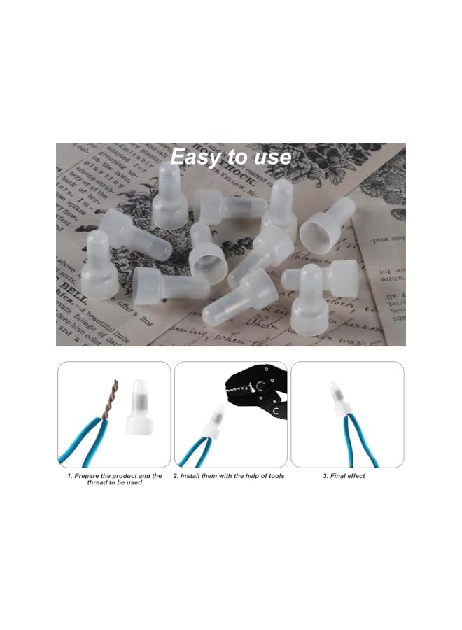 The Bros Closed End Crimp Connectors, Nylon Wire Connector Kit, Insulated Crimp Cap Terminal, 22-16/16-14/12-10 AWG, Wire End Caps for Electrical Connections, 300 Pcs - Image 3