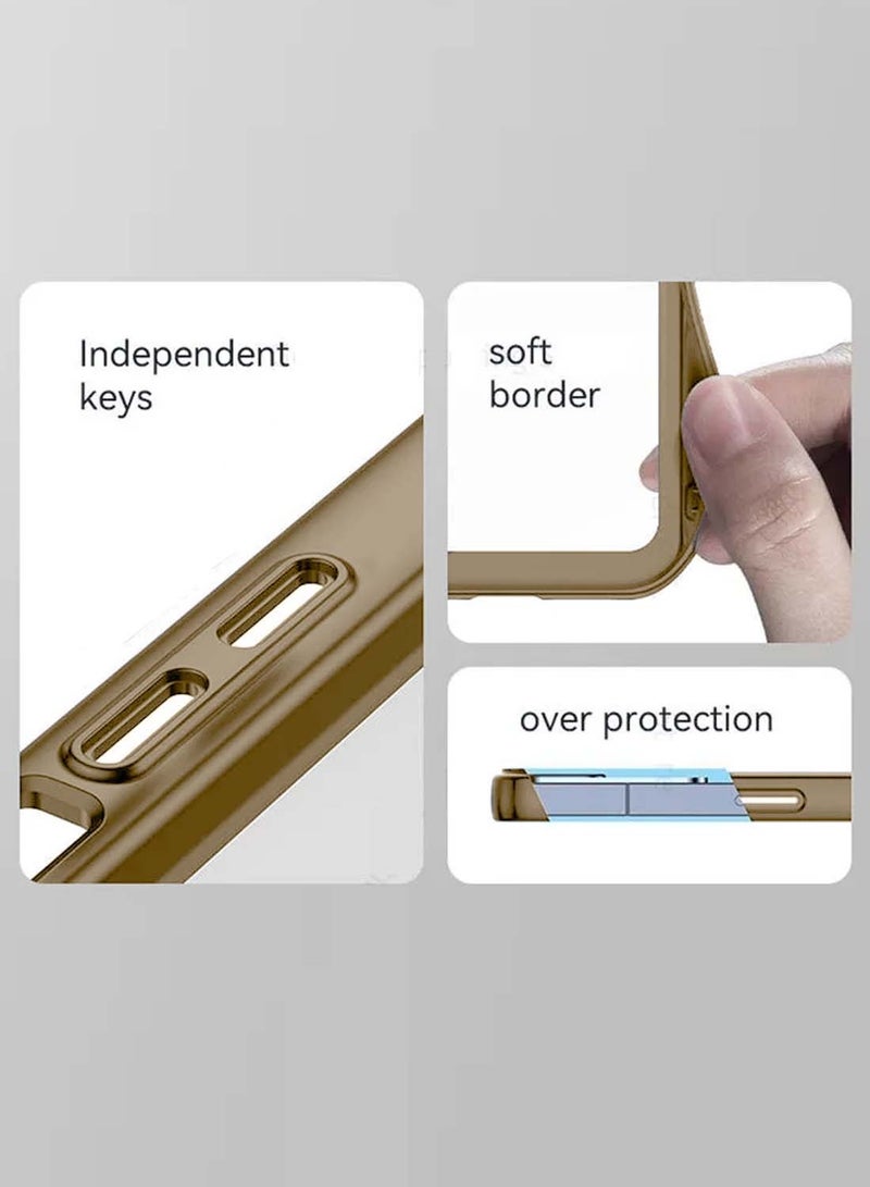 Wtech vivo Y19s 4G 2024 Soft Transparent TPU Silicone Ultra Thin Phone Stylish Electroplated Camera Border Back Case Cover - Brown - Image 5