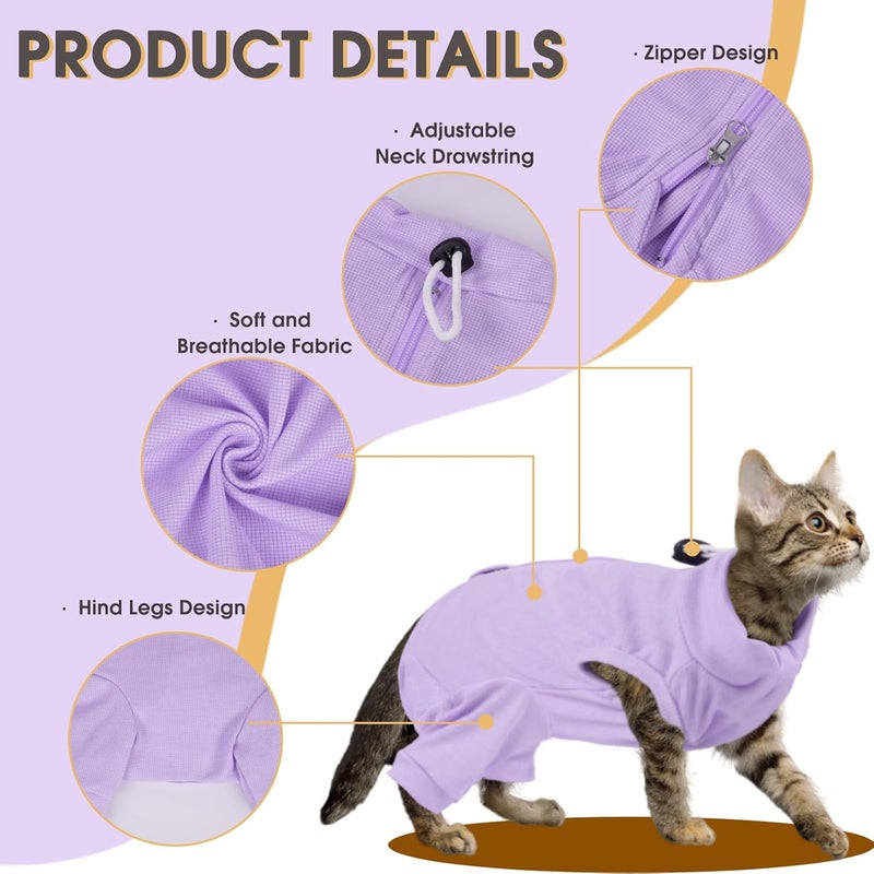 ADNIKIA Cat Recovery Suit with Hind Legs, Breathable Onesie After Surgery Female for Abdominal Wounds or Skin Diseases, Anti-Licking Full Body Pet Surgical Pajamas, E-Collar Alternative Wear - Image 2