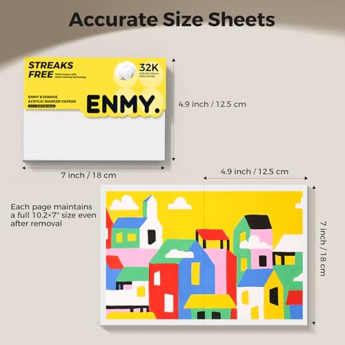 ENMY Acrylic Marker Sketch Pad, 7×4.9 Inch Bleed-Proof Marker Paper,140lb/300gsm Heavyweight Sketchbook, 30 Sheets Drawing Pad Glue-Bound with Hard Backing for Artists, Students - Image 2