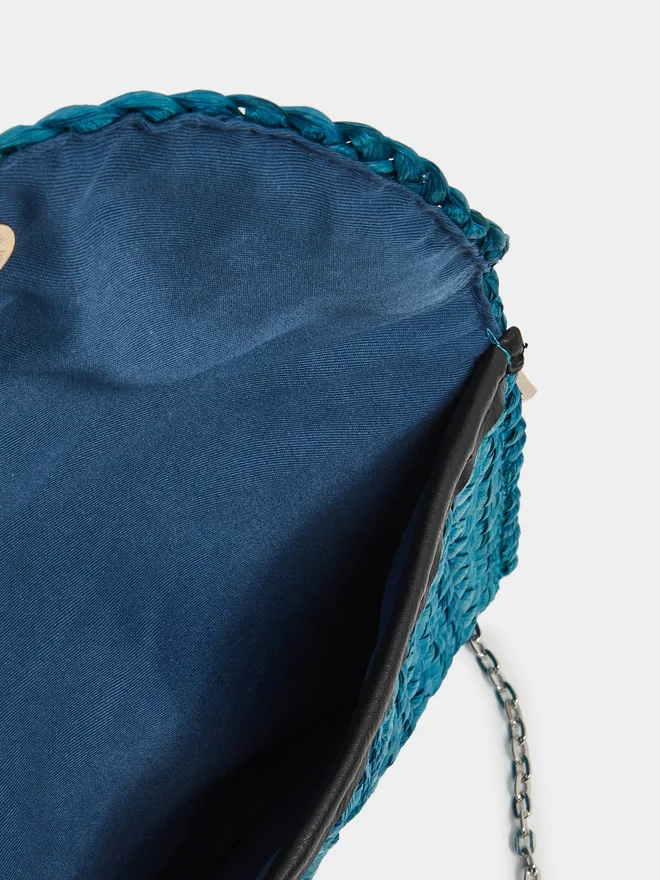 Styli Styli Weave Design Straw Clutch with Chain Strap