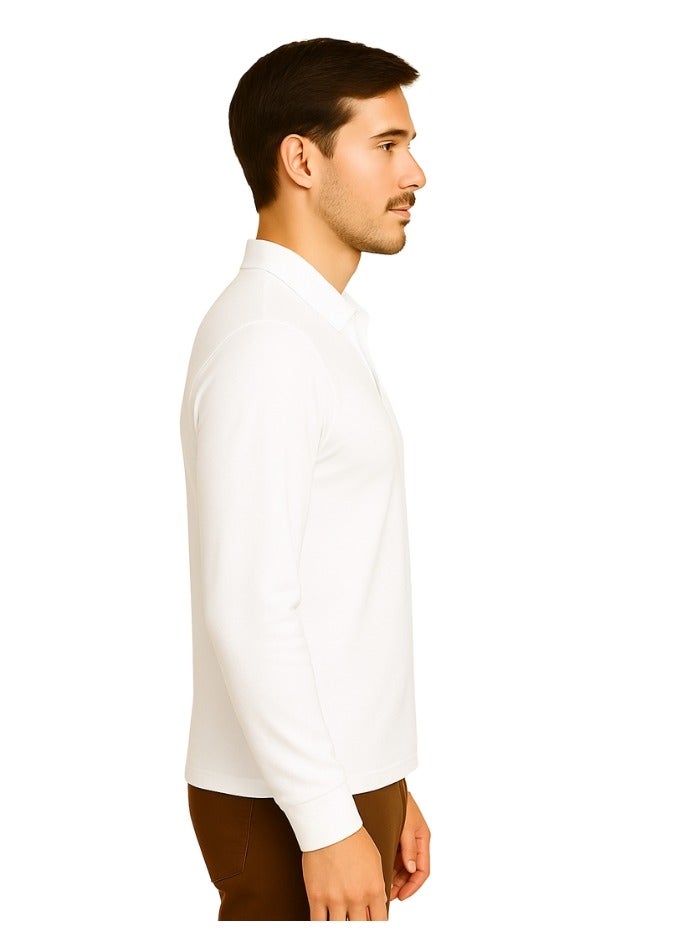 PRINTSHOP4ME 10Pcs Men's LONG SLEEVE POLO T-Shirt 220 GSM Pure Cotton Basic Colors - Image 4