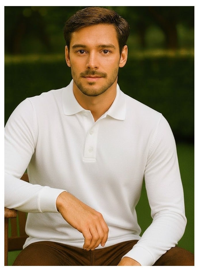 PRINTSHOP4ME 10Pcs Men's LONG SLEEVE POLO T-Shirt 220 GSM Pure Cotton Basic Colors - Image 5