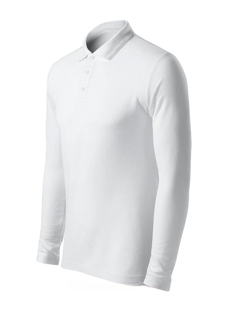 PRINTSHOP4ME 10Pcs Men's LONG SLEEVE POLO T-Shirt 220 GSM Pure Cotton Basic Colors  - Image 3
