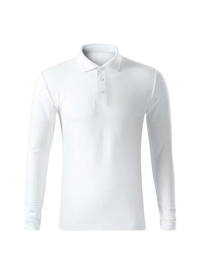 PRINTSHOP4ME 10Pcs Men's LONG SLEEVE POLO T-Shirt 220 GSM Pure Cotton Basic Colors  - Image 2
