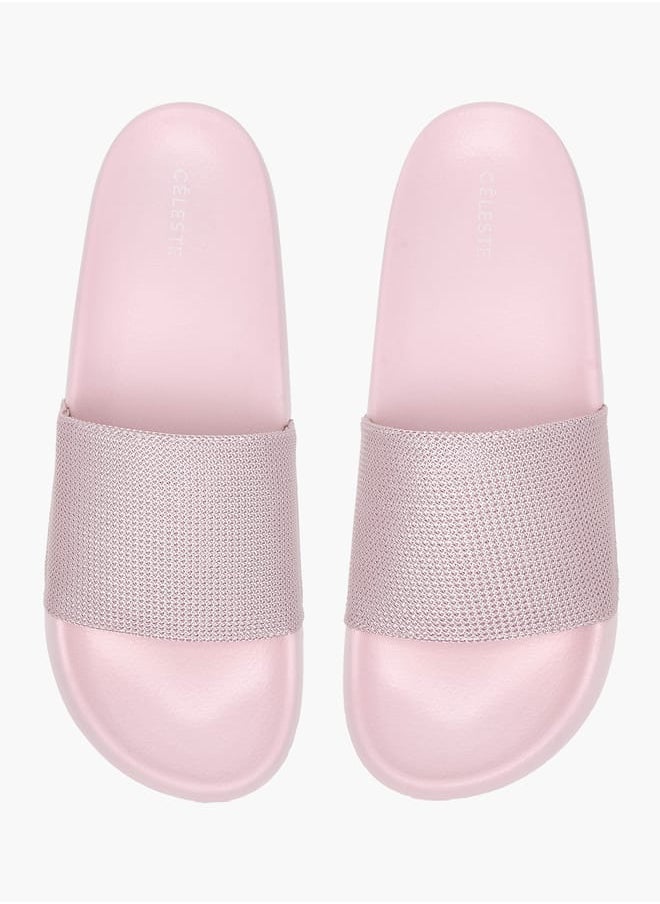 Celeste - Womens Textured Slide Slippers With Slip-On Closure - Image 1