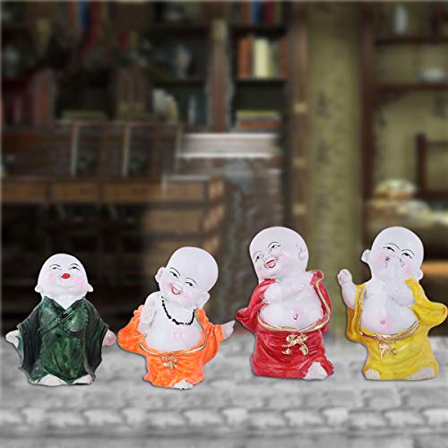 MARINER'S CREATION Polyresin Baby Laughing Buddha showpiece Multicolour, 4 Pieces - Image 3
