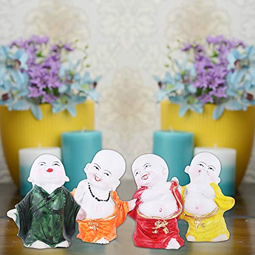 MARINER'S CREATION Polyresin Baby Laughing Buddha showpiece Multicolour, 4 Pieces - Image 1