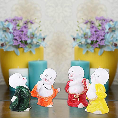 MARINER'S CREATION Polyresin Baby Laughing Buddha showpiece Multicolour, 4 Pieces - Image 2