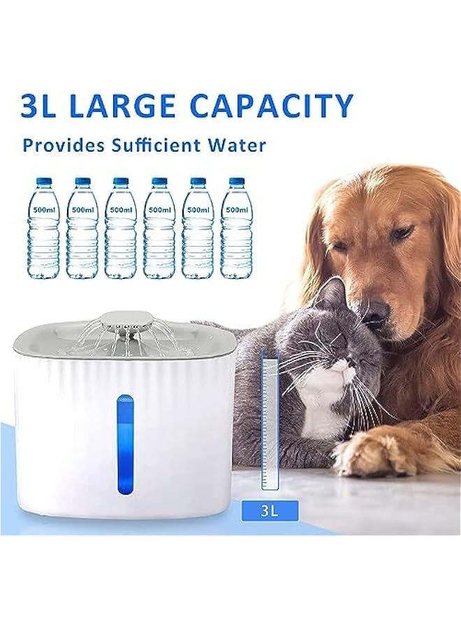 TRASSLE Cat Water Fountain, 3L Automatic Pet Water Fountain with LED Light, Healthy & Hygienic Drinking Bowl, Super Quiet Filters for Cats, Dogs, Multiple Pets - Image 5