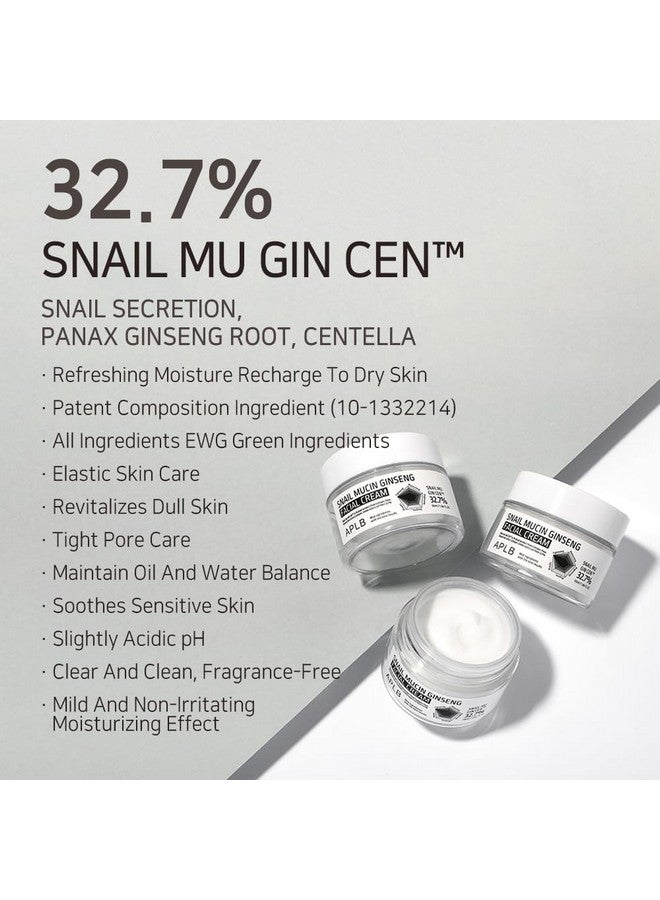 ايه بي ال بي كريم الوجه APLB بمخاط الحلزون والجينسنغ | SNAIL MU GIN CEN™ 32.7% 1.86 أونصة سائلة/عناية بالبشرة الكورية، العناية بالتجاعيد، العناية بالمسام، تحسين مرونة البشرة لبشرة مشدودة - Image 3