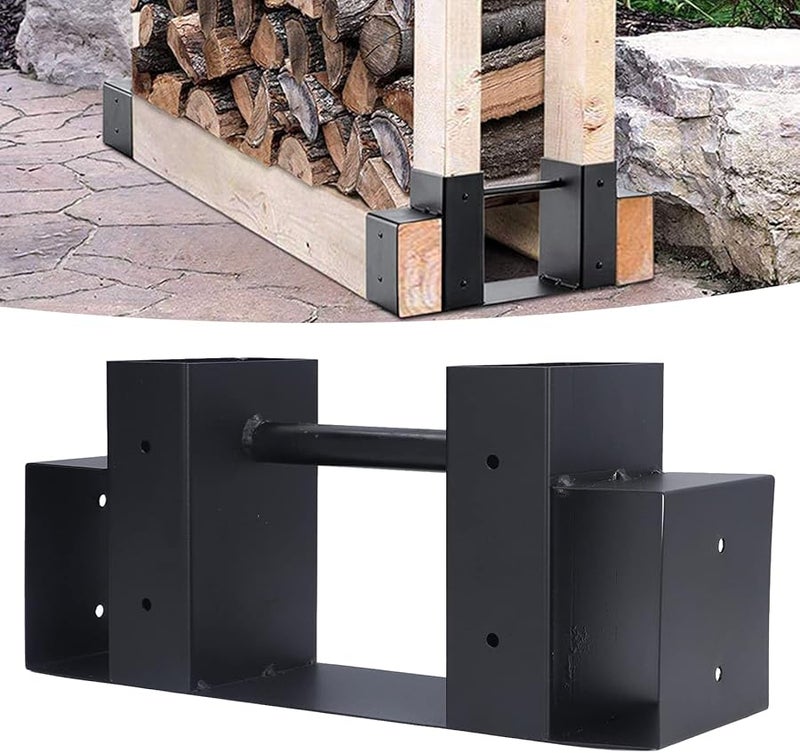 حامل تخزين حطب خارجي من الحديد مع طلاء مقاوم للعوامل الجوية حامل عملي - Image 3