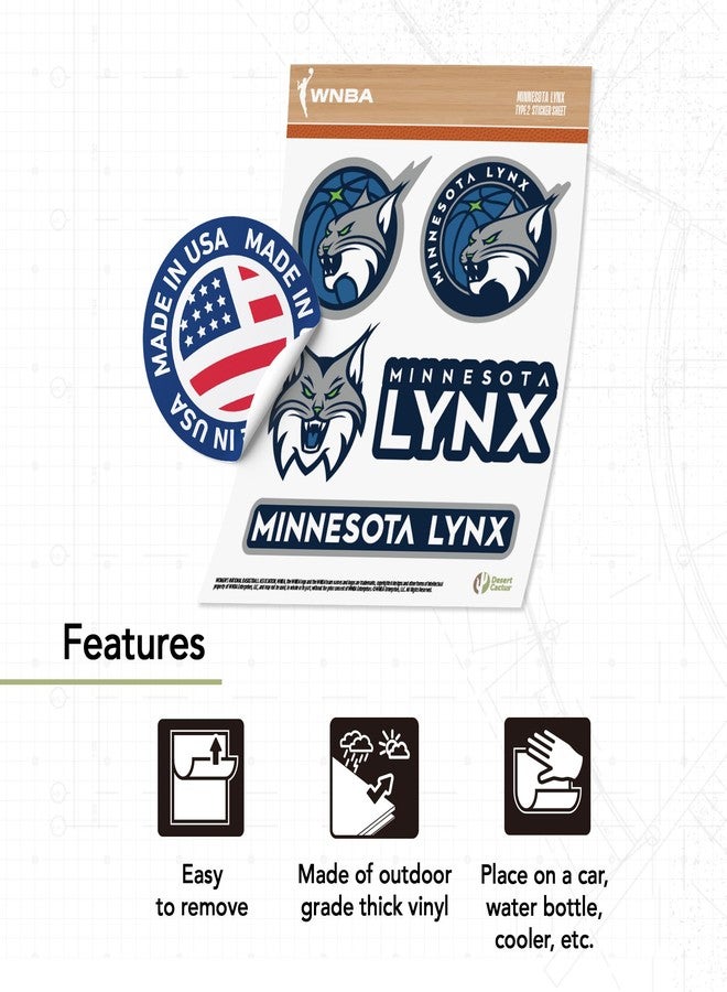 Desert Cactus Minnesota Lynx WNBA Women's National Basketball Association Officially Licensed Sticker Vinyl Decal Laptop Water Bottle Car Scrapbook (Type 2) - Image 4