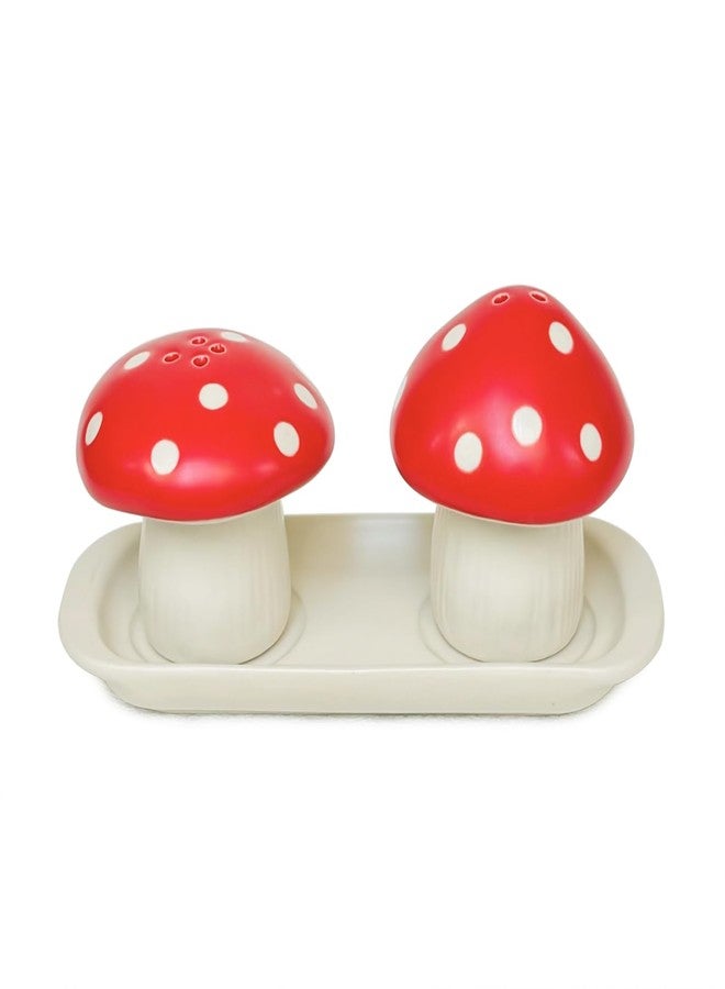 Qiuhome Cute Salt and Pepper Shakers Ceramic Salt and Pepper Shakers Set (Mushroom 3, Small) - Image 1
