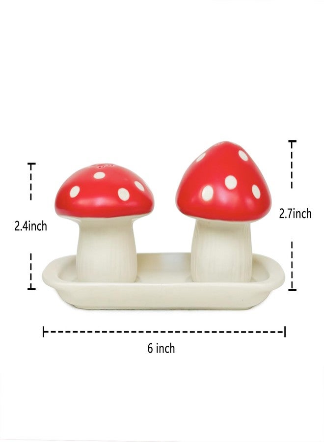 Qiuhome Cute Salt and Pepper Shakers Ceramic Salt and Pepper Shakers Set (Mushroom 3, Small) - Image 3