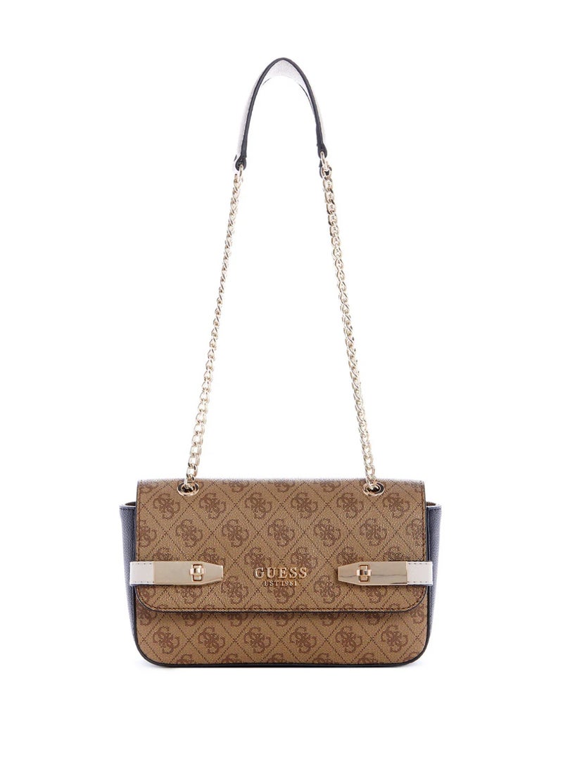 GUESS Zadie Logo Convertible Crossbody Bag – Latte Black - Image 1