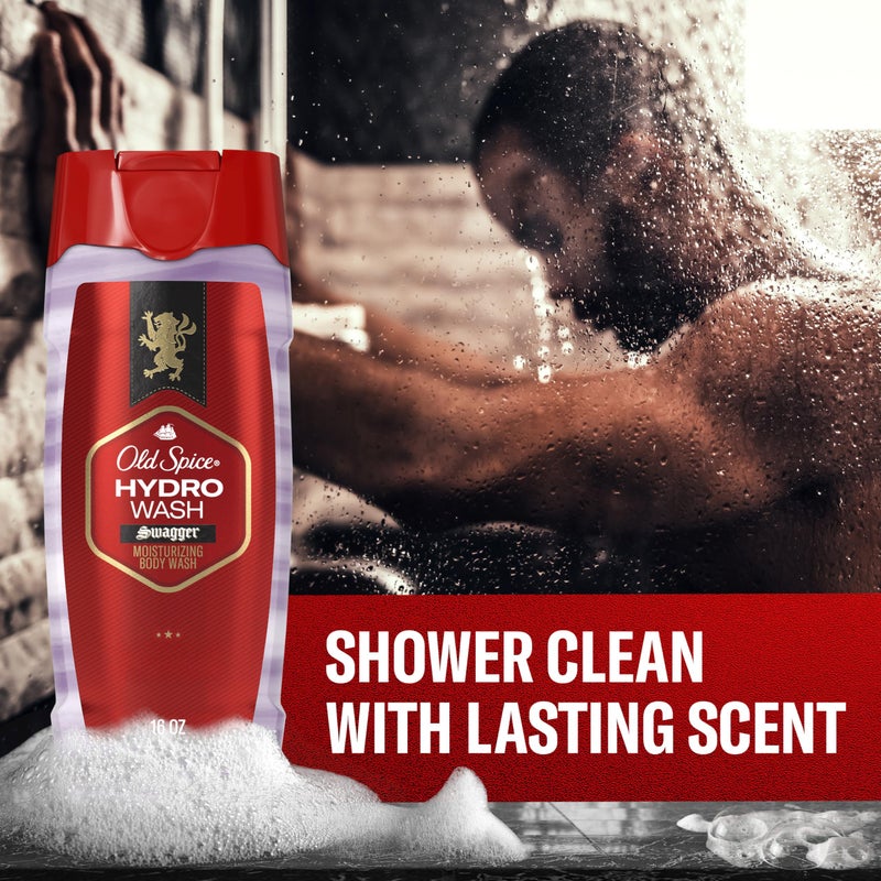 Old Spice Moisturizing Body Wash for Men, Hydro Wash, 2-in-1 Long Lasting Scent & Deep Hydration, 24/7 Shower Fresh, Smoother Swagger Scent, 16 oz (Pack of 4) - Image 5