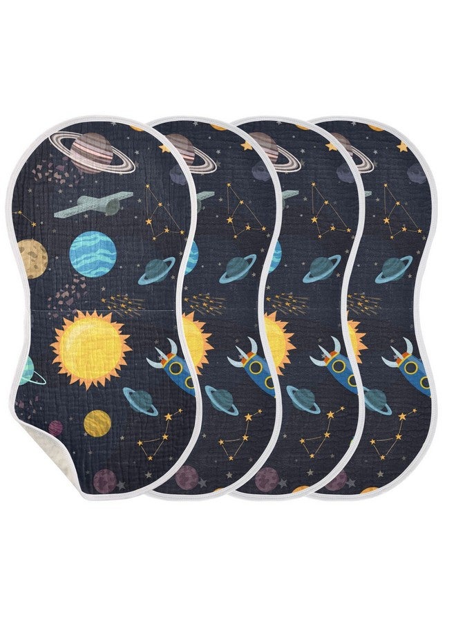 Kigai Carton Space Spaceships Muslin Baby Burp Cloths, Large Absorbent Cotton Muslin Burp Cloths Set of 1, Washcloths, Face Towel, Bibs for Newborn Boys Girls, 11 x22 Inch - Image 2