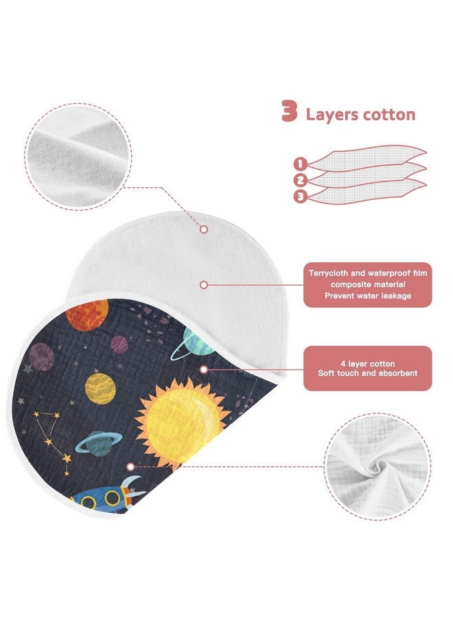 Kigai Carton Space Spaceships Muslin Baby Burp Cloths, Large Absorbent Cotton Muslin Burp Cloths Set of 1, Washcloths, Face Towel, Bibs for Newborn Boys Girls, 11 x22 Inch - Image 4