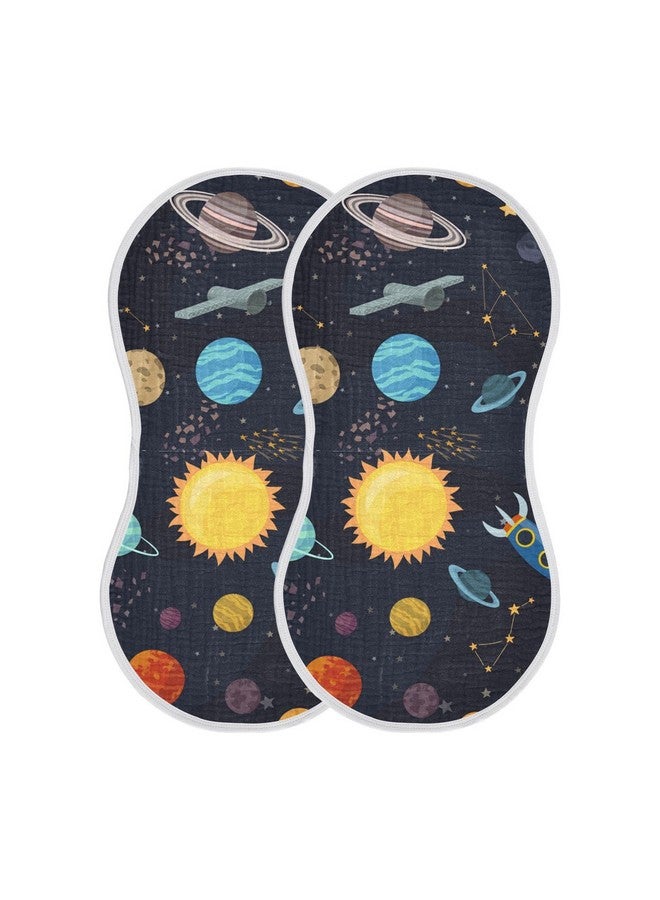 Kigai Carton Space Spaceships Muslin Baby Burp Cloths, Large Absorbent Cotton Muslin Burp Cloths Set of 1, Washcloths, Face Towel, Bibs for Newborn Boys Girls, 11 x22 Inch - Image 1
