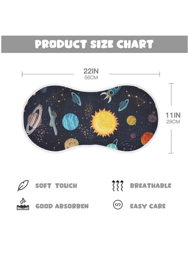 Kigai Carton Space Spaceships Muslin Baby Burp Cloths, Large Absorbent Cotton Muslin Burp Cloths Set of 1, Washcloths, Face Towel, Bibs for Newborn Boys Girls, 11 x22 Inch - Image 3